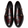 2011-Patina Blood Colour Cow Leather Formal Double Monk Style