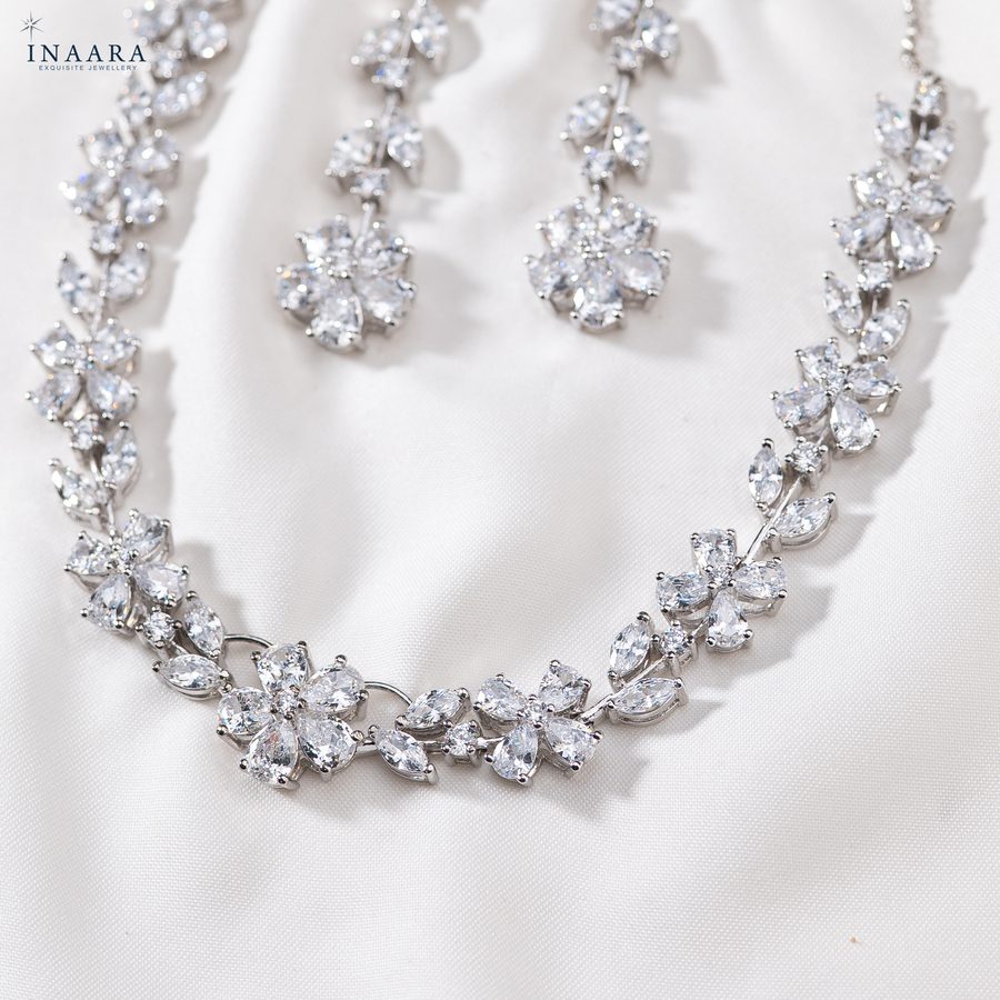 Floral Crystal Necklace Set