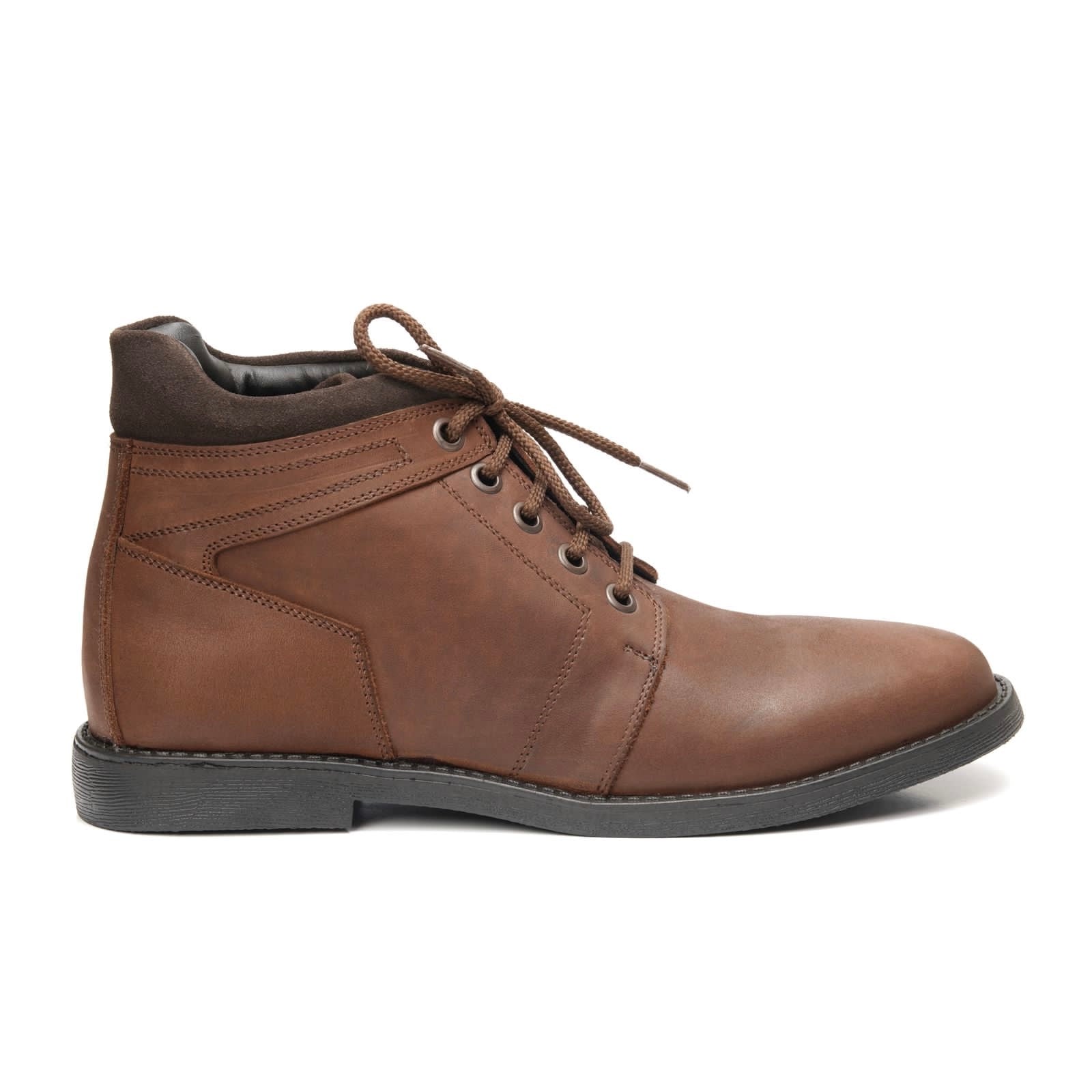 BT-03 Brown Ankle Boots in Oily Cow Leather - DeVogue