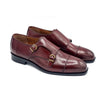 Burgundy Cow Leather Formal Double Monk Style