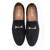 Suede Black Goat Leather Formal Horse Bit Style