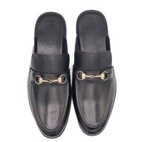 4044-Black Mule style Pure Cow Leather Shoes - DeVogue