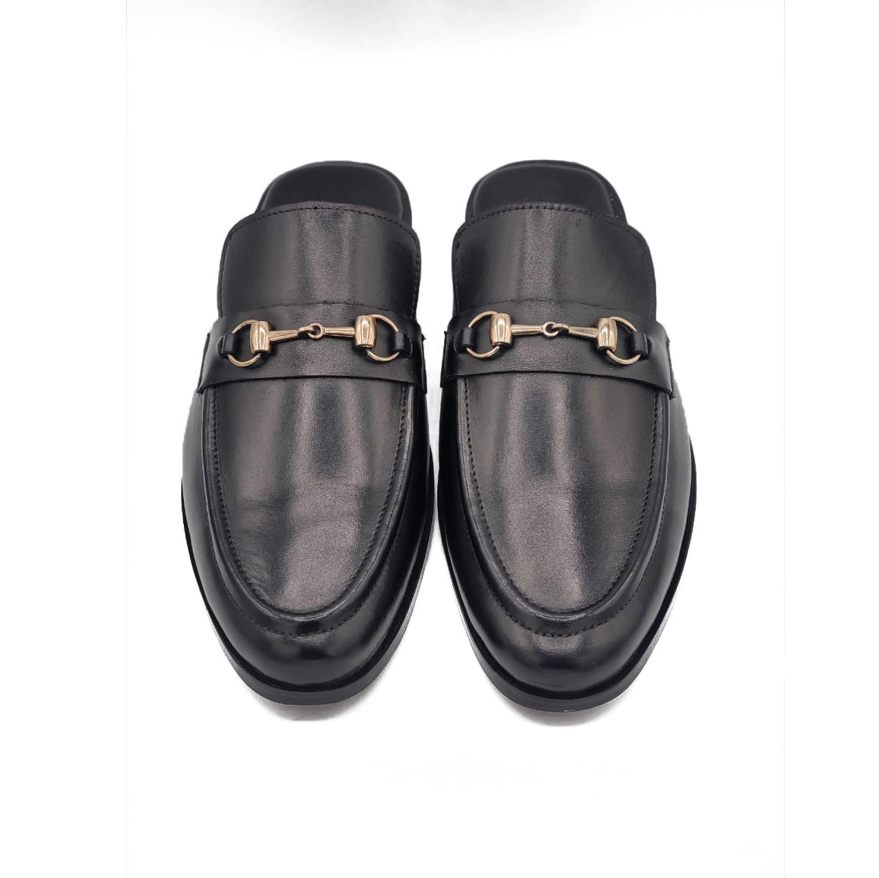 4044-Black Mule style Pure Cow Leather Shoes - DeVogue