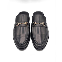 4044-Black Mule style Pure Cow Leather Shoes - DeVogue