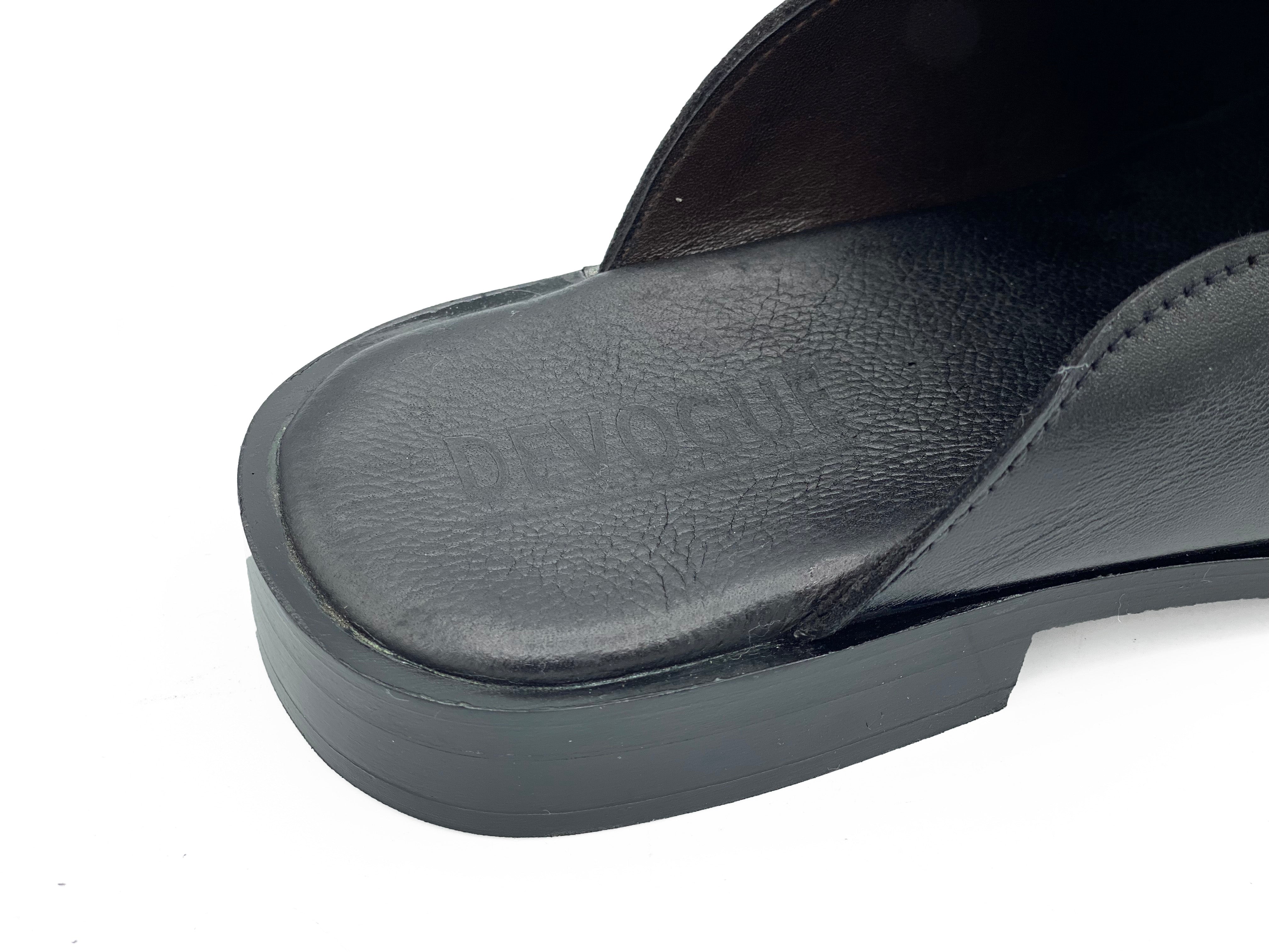 4044-Black Mule style Pure Cow Leather Shoes - DeVogue