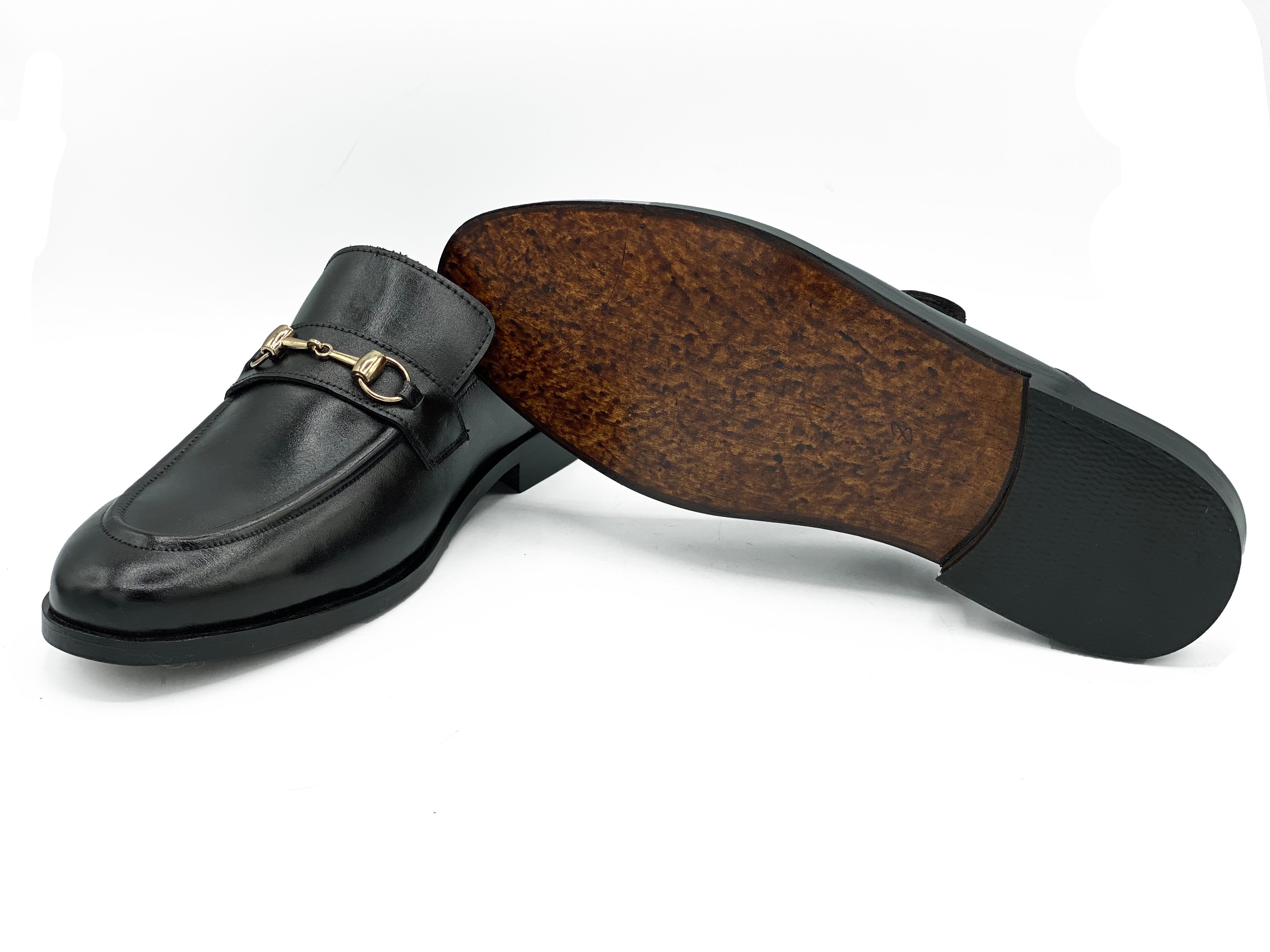 4044-Black Mule style Pure Cow Leather Shoes - DeVogue