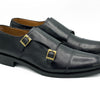 Mild Black Cow Leather Formal Double Monk Style