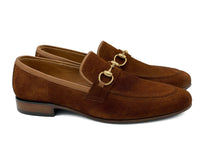 SKU:4050-Brown Suede Cow Leather Formal Loafer Style - DeVogue