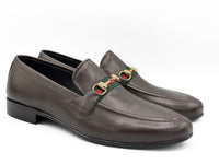 SKU:4030-Brown Grain Premium Formal leather loafers - DeVogue