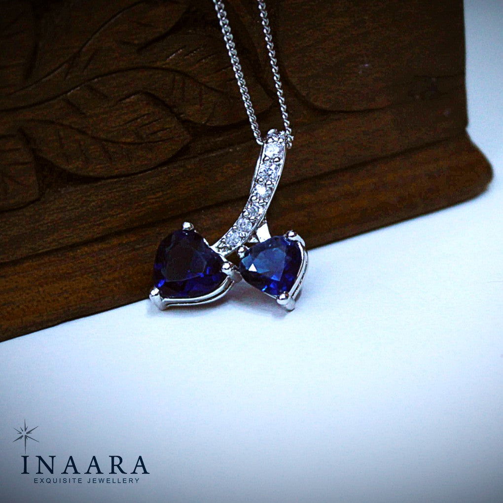 Synthetic Sapphire Pendant Set