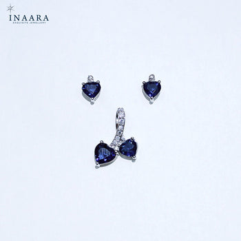 Synthetic Sapphire Pendant Set