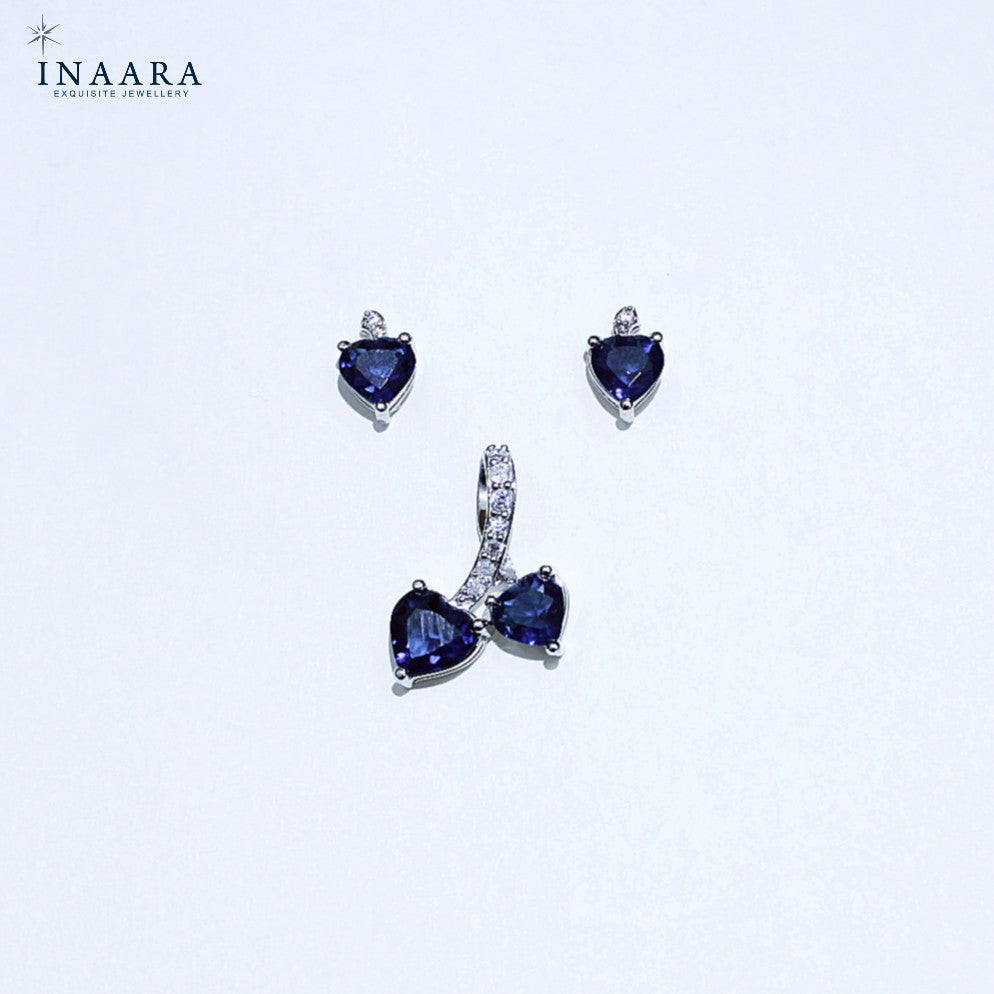 Synthetic Sapphire Pendant Set