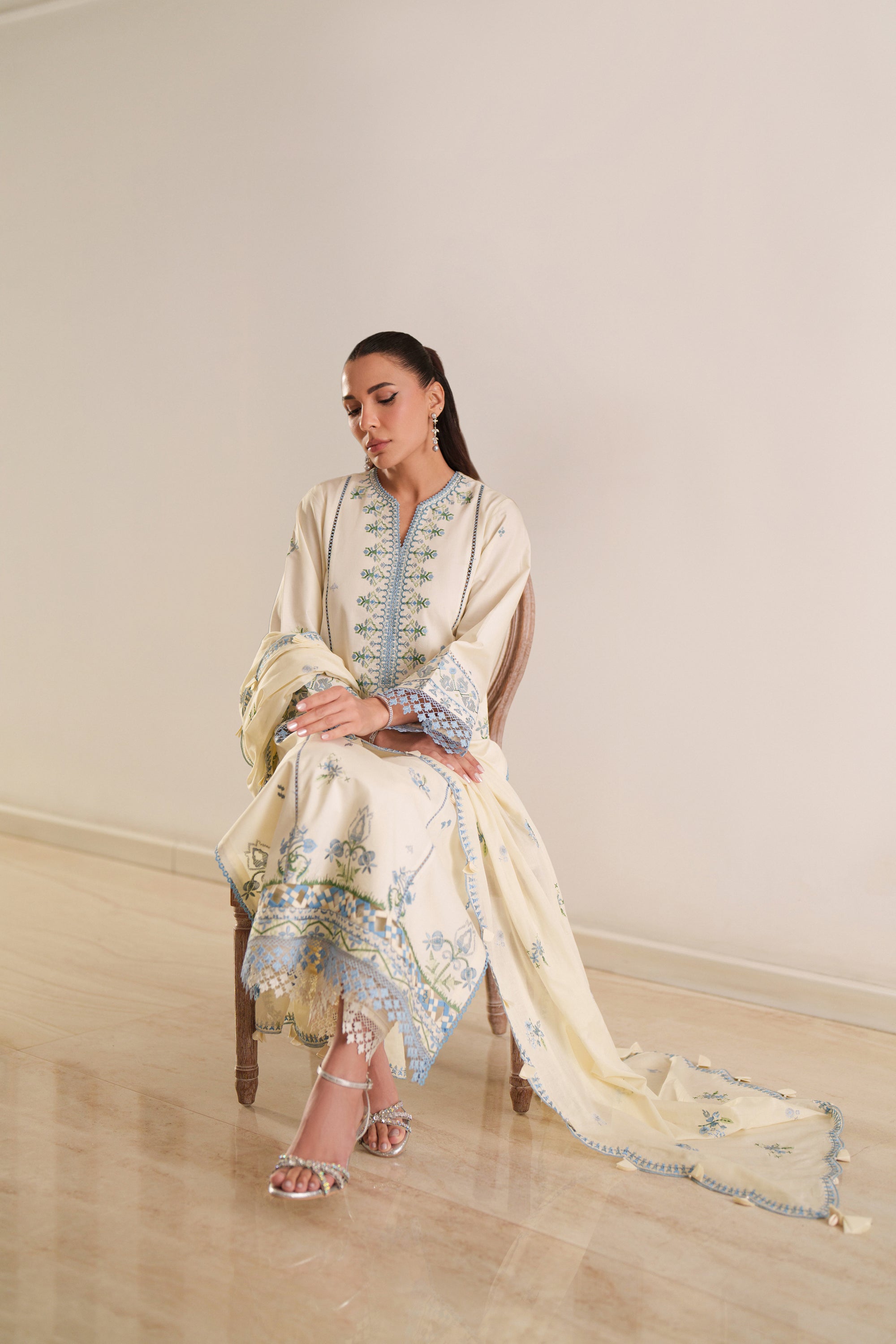Ivory Suzani - Unstitched Luxury Lawn Suit – view 6
