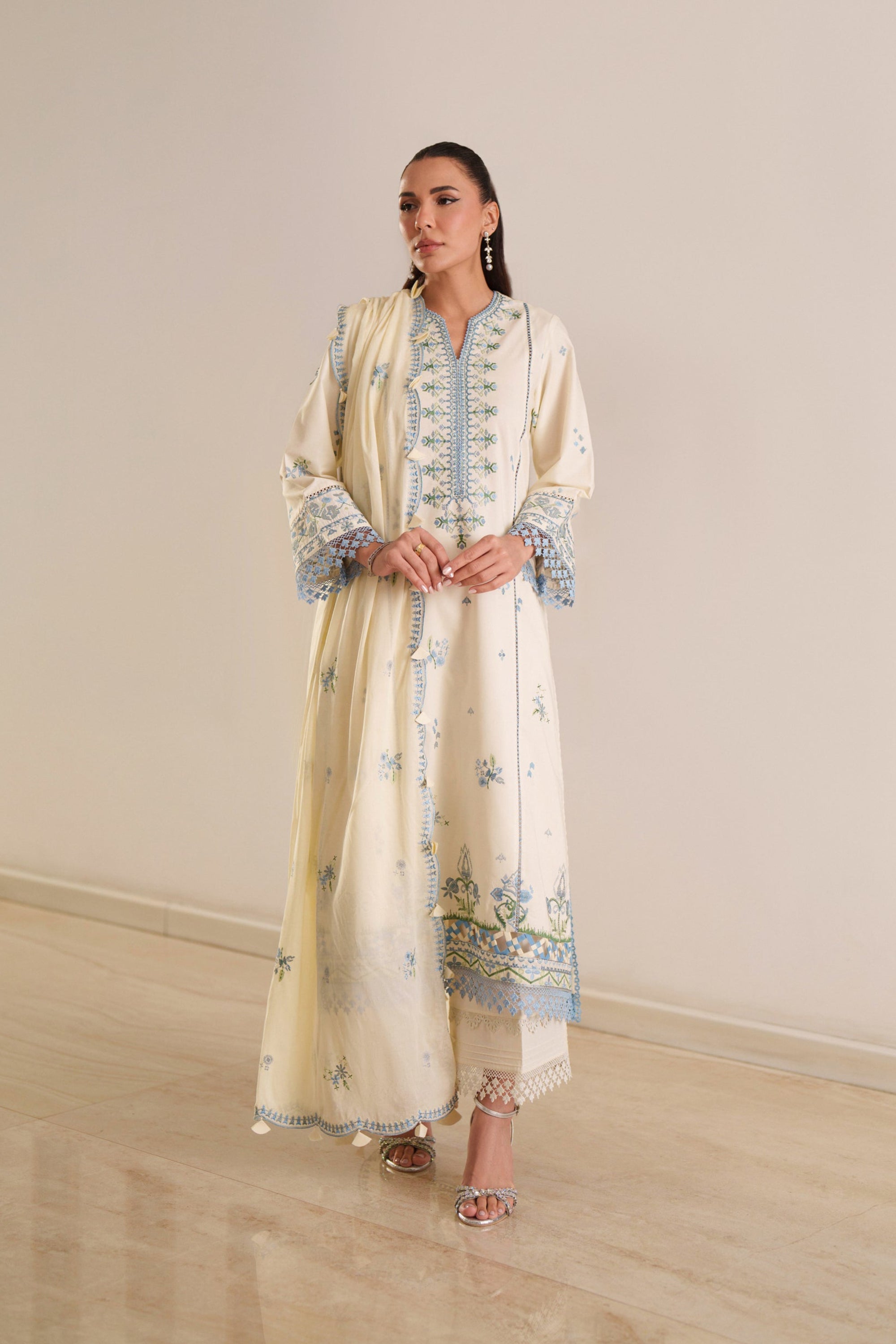 Ivory Suzani - Unstitched Luxury Lawn Suit – view 8