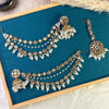 Emerald Triple Layer Tikka Sahara Kundan Earrings