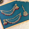 Circular Mirror Pearl Tikka Sahara Kundan Earrings
