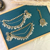Pearl white layered Tikka Sahara Kundan Earrings