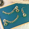 Vibrant Green Jhumka Tikka Sahara Kundan Earrings