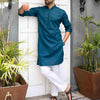 Teal Blue Cotton Kurta