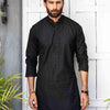 Black Cotton Casual Kurta
