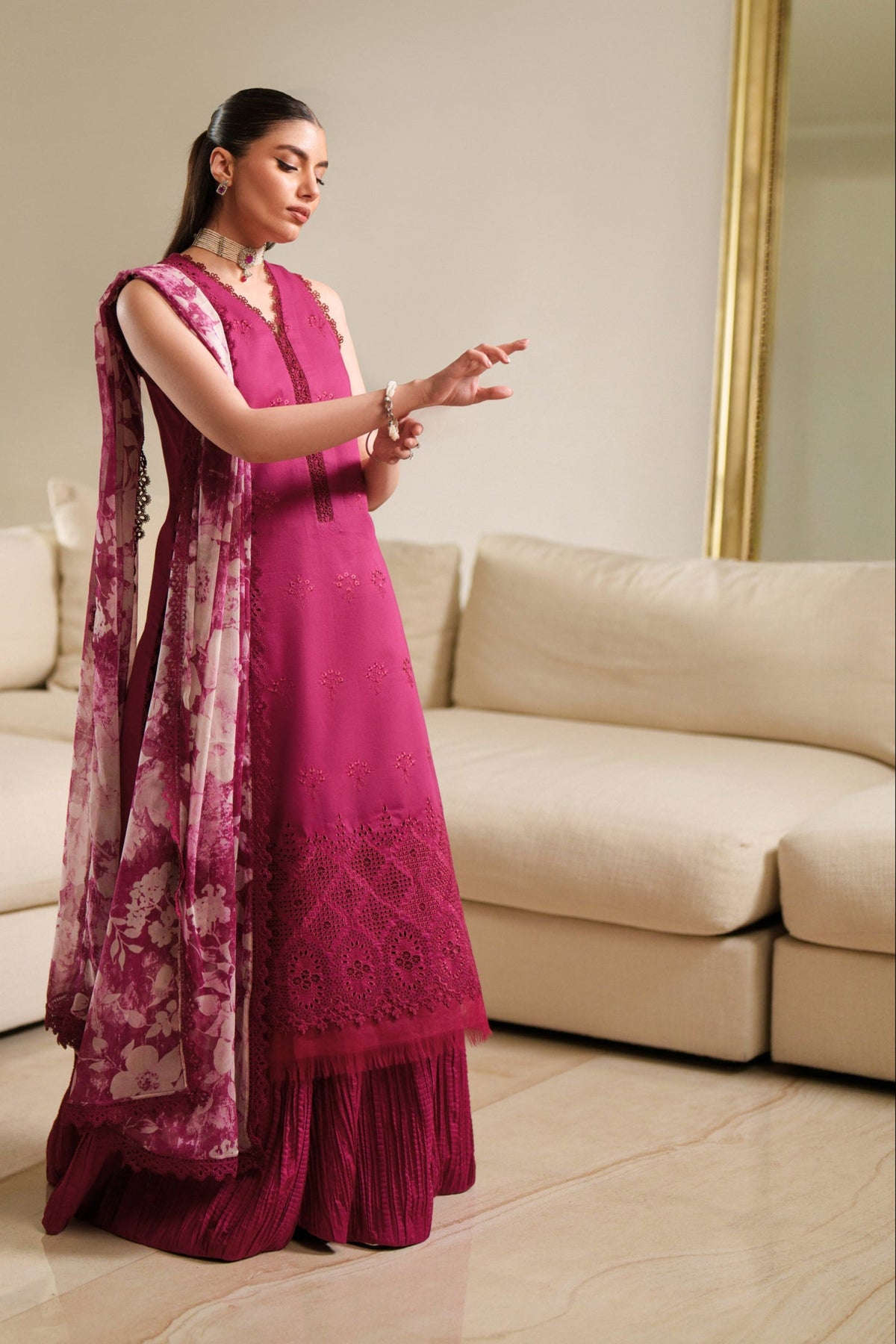 Mulberry Lattice - Unstitch Luxury Lawn Suit – view 2