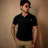 Rich Black Cotton Drop Needle Polo