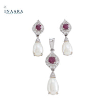 Ruby Pearl Pendant Set
