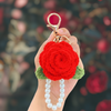 Crochet Rose Keychain - Crochet Rose Bag Charm