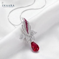 Round Ruby Pendant, Drop Man Made