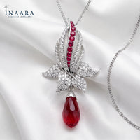 Round Ruby Pendant, Drop Man Made