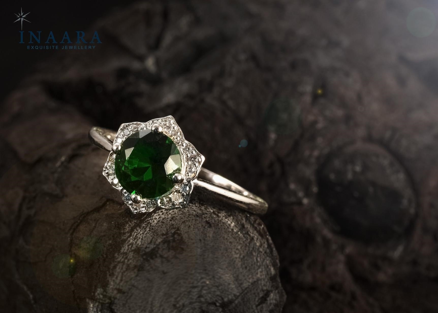 Green Round Zircon Ring