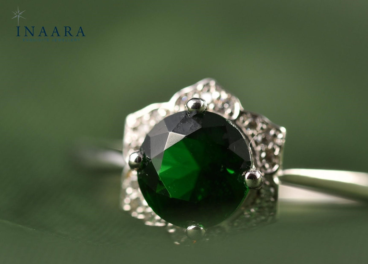 Green Round Zircon Ring
