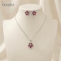 Ruby Bloom Pendant Set