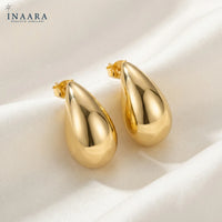 Plain Drop Earrings - Golden
