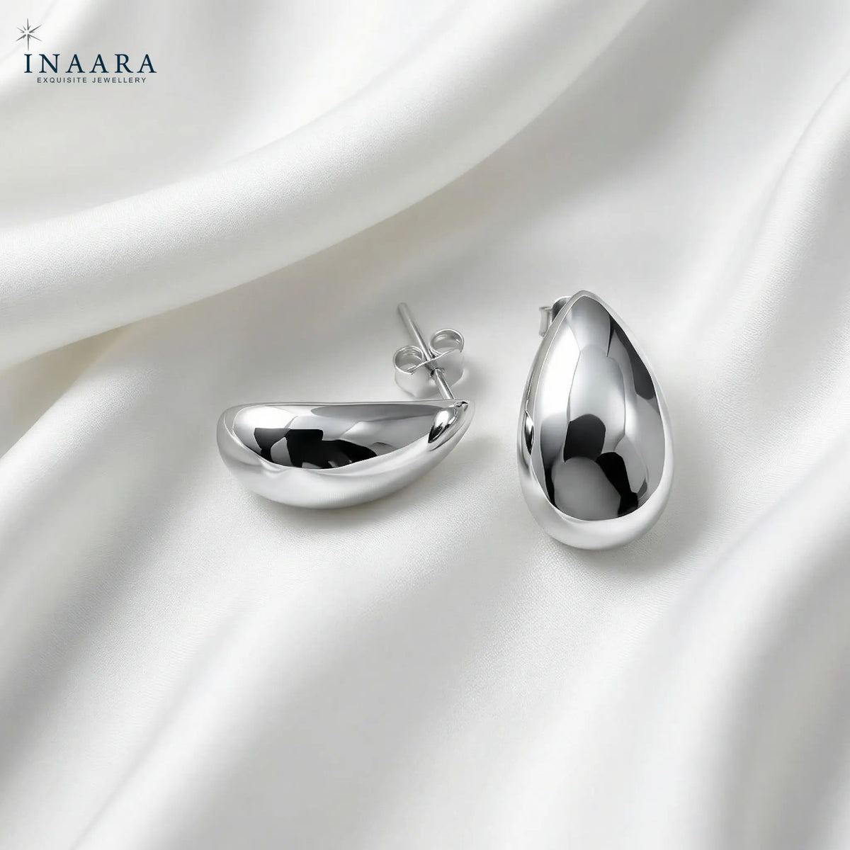 Plain Drop Earrings - Silver