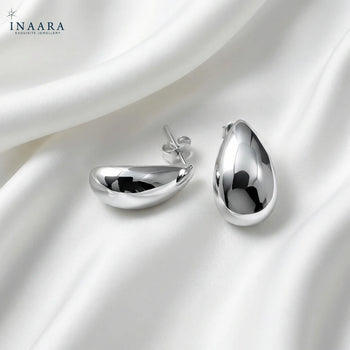 Plain Drop Earrings - Silver