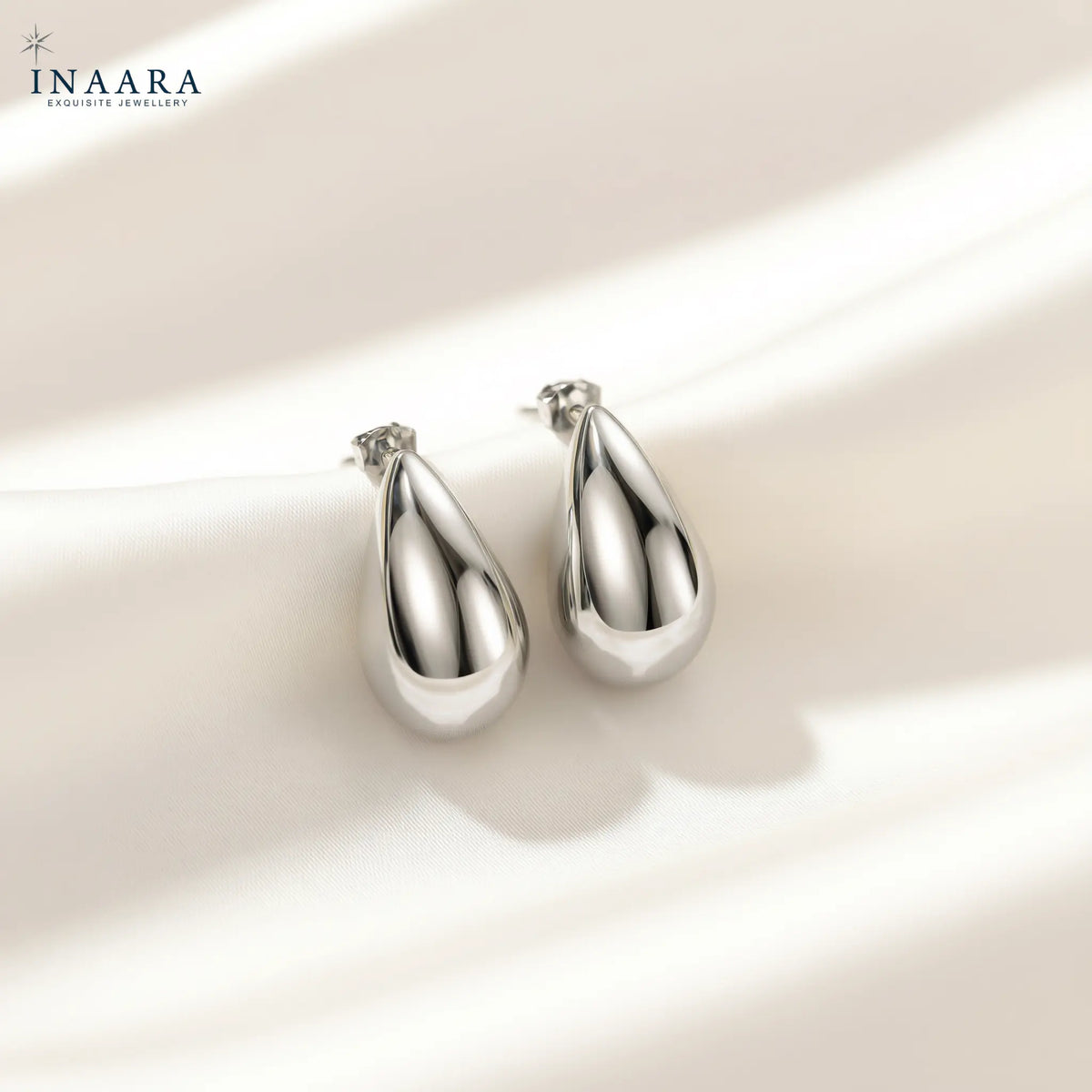 Plain Drop Earrings - Silver