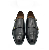 2011-Mild Black Cow Leather Formal Double Monk Style - DeVogue