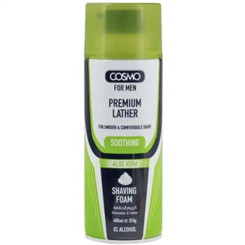 Cosmo Shaving Foam Soothing Aloe Vera 400Ml White Dome & Bottom - Mmall