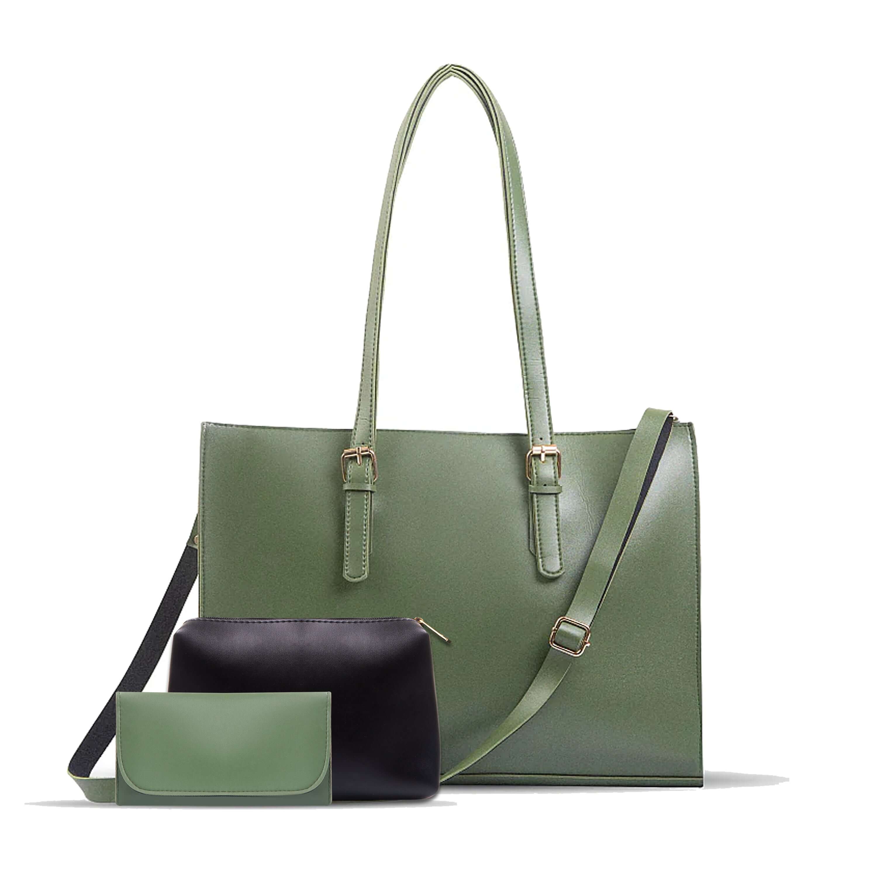 Blossom 3 Pcs Green women's tote bag in green by Bag X