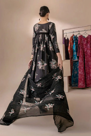 Safwa | Dark Blossom - 3PC Unstitched Suit (FLO08) - Mmall