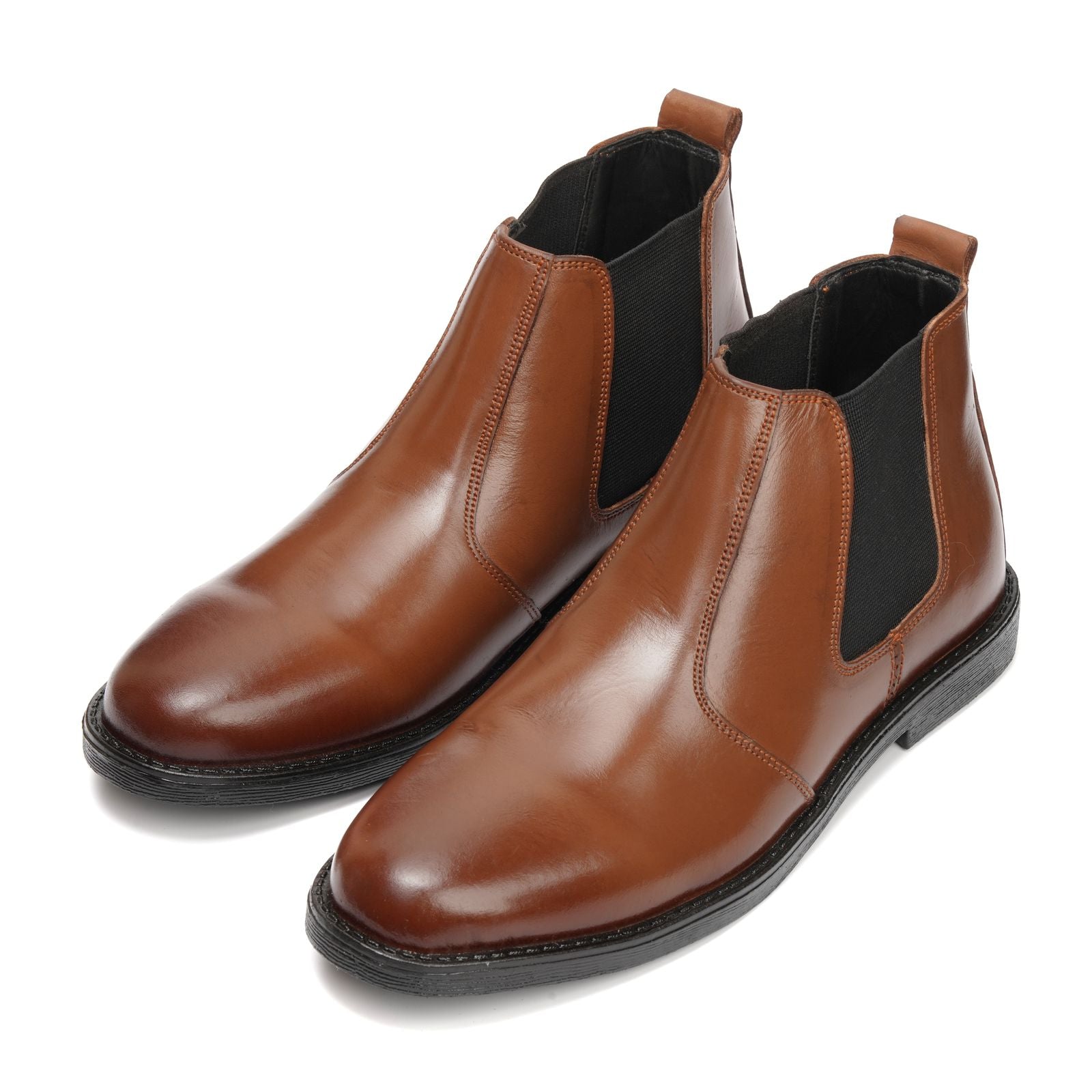 8010-Tan Cow Leather Chelsea boots - DeVogue