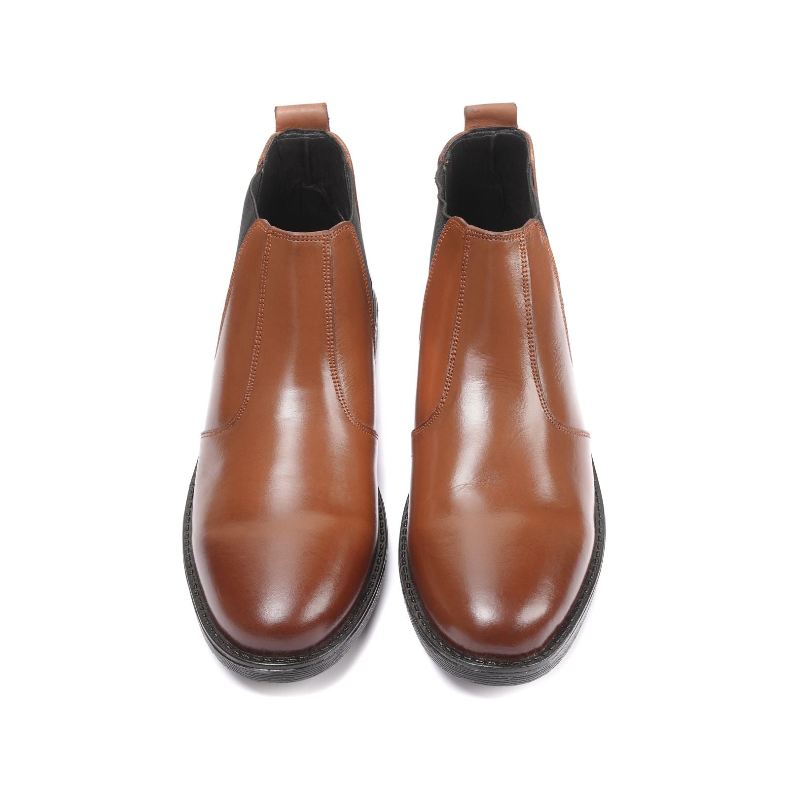 8010-Tan Cow Leather Chelsea boots - DeVogue