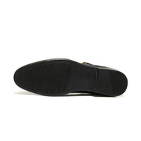 SKU:2011-Black Rubber Sole Cow Leather Formal Double Monk Style - DeVogue