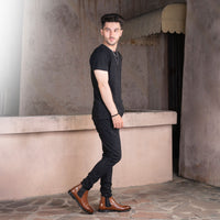 8010-Tan Cow Leather Chelsea boots - DeVogue