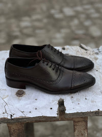 9048-Brown Cow Leather Formal Brogue Style - DeVogue