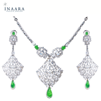Baguette Emerald Necklace Set