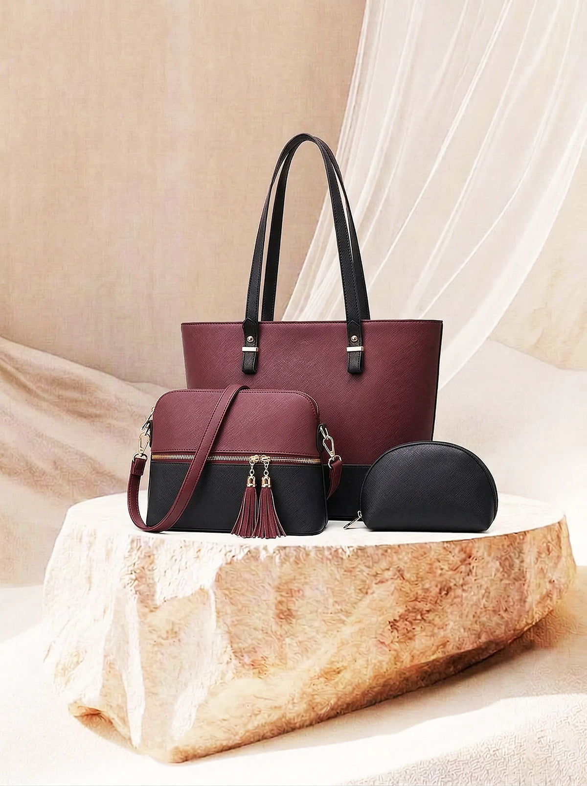 Grace Maroon / Black women's crossbody bag in black by Bag X