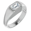 7X5/1.0Ct Emerald Half Bezel Set Moissanite Mens Ring