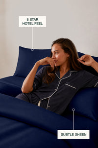 T300 Luxe Navy Duvet Cover Set – view 4